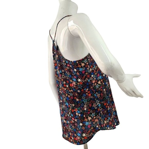 J. Crew T Back Cami Top Black Multicolor Stars Curved Hem Lightweight Size 2 NEW - Picture 6 of 9